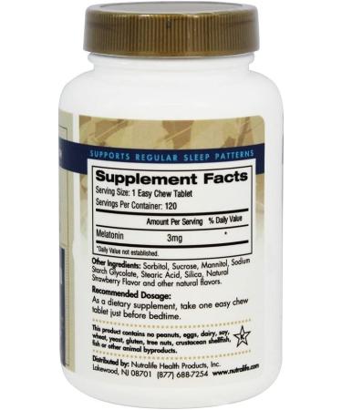 NutraLife Melatonin 3 mg - 120 Easy Chew Tablets for Sleep Support - Buy Online on GoSupps.com