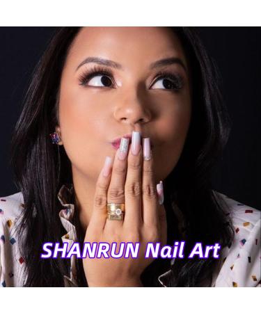 24 Pcs Pink Press On Nails - SHANRUN Colorful Short Square Fake Nails | Glossy French Tip Acrylic Full Cover Nail Art Kit - Buy Online on GoSupps.com