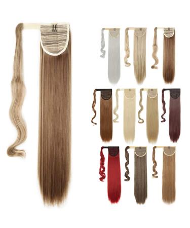 Silk-co Straight Pony Tail Hairpiece Clip in Hair Extensions 23" Wrap Around Ponytail Highlights Long for Women (Light Brown&Blond) 23 Inch Light Brown&Blond II - Buy Online on GoSupps.com