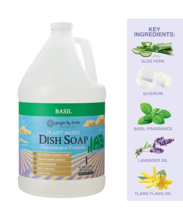 Ginger Lily Farms Botanicals Basil Scented Dish Soap 1 Gallon Refill | Concentrated Formula for Maximum Grease Cleaning Power | Cruelty-Free | 128 Fl Oz Pack of 1 - Buy Online on GoSupps.com