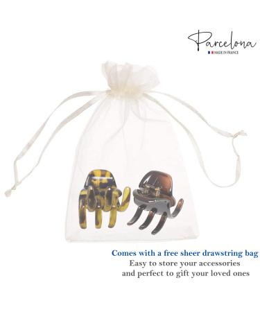 Parcelona French Classic Small Hair Claw Jaw Clips - Light Tortoise Shell/Brown Celluloid Acetate, Wide Teeth, Non-Slip, Durable Styling for Women/Girls - Made in France - Buy Online on GoSupps.com