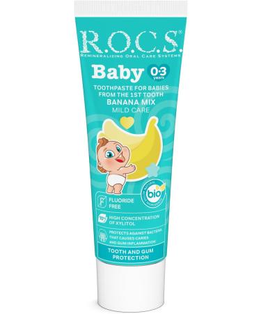 R.O.C.S. Baby Banana Mix - Natural Fluoride-Free Toothpaste for Babies - Vegan & Safe to Swallow - Buy Online on GoSupps.com