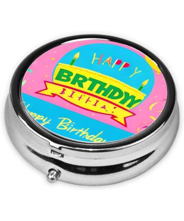 Happy Birthday Balloon Round Pill Box | 3 Compartment Portable Travel Organizer for Pills - Buy Online on GoSupps.com