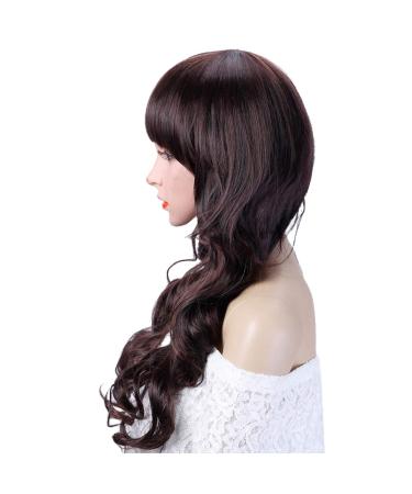 Long Curly Black Wigs with Bangs - 24 Inch Heat Resistant Wavy Wigs for Women | Perfect for Cosplay + Includes Wig Caps - Buy Online on GoSupps.com