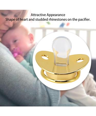 Heart Shape Baby Pacifier with Shiny Rhinestones - Soft & Light Infant Nipple (Gold) | International Shipping - Buy Online on GoSupps.com