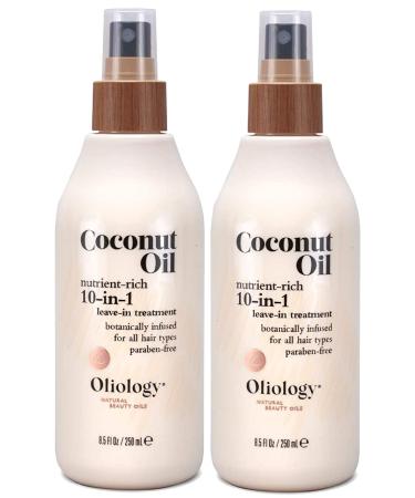 Oliology Coconut Oil 10-in-1 Multipurpose Spray - Leave in Treatment for All Hair Types | Detangles, Controls Frizz, Hydrates & Moisturizes | Made in USA, Cruelty Free & Paraben Free (8.5 oz, 2 Pack) 8.5 Fl Oz (Pack of 2)