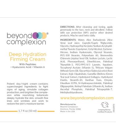 Deep Hydration Firming Cream with Peptides Hyaluronic Acid & Vitamin A | Anti-Aging Moisturizer for All Skin Types | International Shipping Available - Buy Online on GoSupps.com