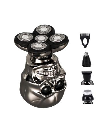 MERRYHAPY Hair Clipper Face Trimmer Hair Shaver Barber Clippers Tools for Men Rotary Rechargeable Hair Cutter Waterproof Mens Electric Razor Razors Head Shaver Silver Stainless Steel