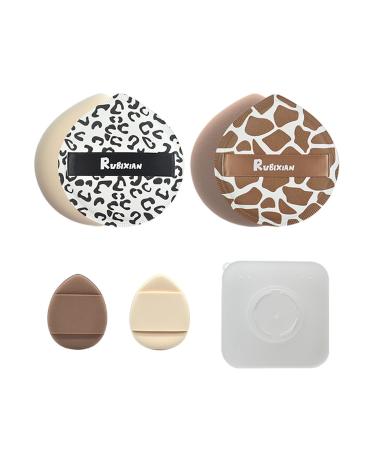 4 Pieces 2.42 inch XL-Large marshmallow powder Puff Ultralight Tear Drop Shape Wet and Dry Powder Puff with ribbon Suitable for Loose Powder and Body Powder Rubycell Sponge Makeup Tools