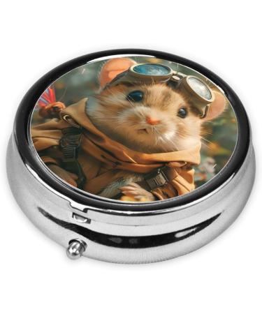 Pilot Hamster Portable Metal Pill Box - Round Mini 3-Compartment Design | Travel-Friendly Small Pill Organizer - Buy Online on GoSupps.com