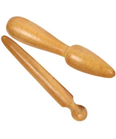 Operitacx 2 pieces Massage wooden stick Small muscle sucks Manual neck and foot massage device Glothing wooden stick acupuncture point massage device Face-back and waist massage device 11x2.5x2.5cm