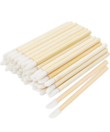 100 Pcs Disposable Lip Brushes Premium Lipstick Applicator Wands Bamboo Handle Makeup Tool Kits