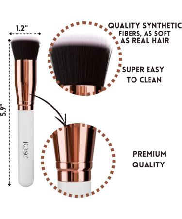Rose Vanilla Make Up Brush Foundation Kabuki Flat Top - Perfect For Blending Liquid Cream or Flawless Powder Cosmetics - Buffing Stippling Concealer - Premium Quality Synthetic Dense Bristles! - Buy Online on GoSupps.com