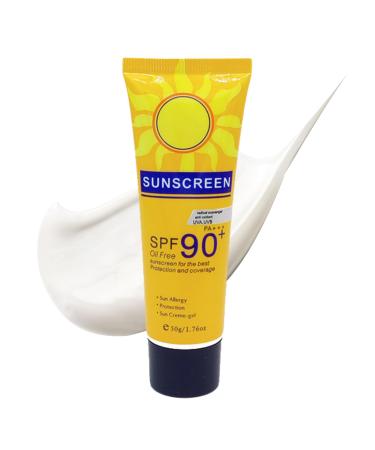 Suncream Factor 90 - Sunscreen Spf 90 - Factor 90 Sun Cream UVA/UVB Protection - Beach Waterproof Face Sun Cream Spf 90 - Moisturizing Spf 90 Sunscreen - Daily Travel Use 50g
