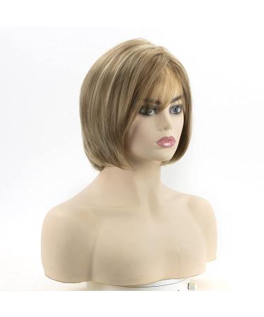 Short Blonde Pixie Bob Wig with Bangs - Layered Straight Bob Wig for White Women - Heat Resistant Synthetic Hair - Buy Online on GoSupps.com