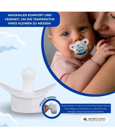 Mobiclinic Pacifier Thermometer for Babies | Digital Fever Thermometer with LCD Display & Alarm | Soft & Precise European Brand - Buy Online on GoSupps.com