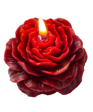 Burgundy Peony Flower Shape Candles for Women Friends Colleague Classmates Gift 3 Inch Pastel Aesthetic Scented Candle Red