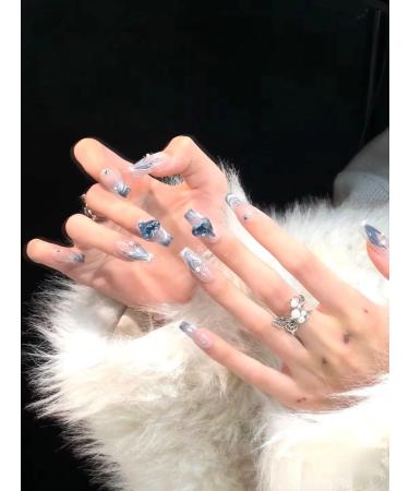 Temperament-enhancing manicure dreamy love sticking diamond three-dimensional trapezoidal explosion flash pure desire wind long hand-worn armor.(S) - Buy Online on GoSupps.com