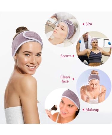 KinHwa 3 Pack Spa Facial Headband Makeup Hair Band Women Skincare Adjustable Microfibre Headband for Washing Face Sports Yoga Purple Purple 3 count (Pack of 1) - Buy Online on GoSupps.com
