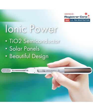 Buy Soladey 5 Ionic Toothbrush - White | Large Solar Cells & TiO2 | Brush Without Toothpaste | International Shipping Available - Buy Online on GoSupps.com
