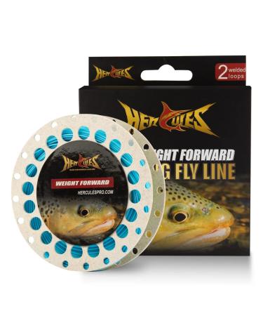 HERCULES Fly Fishing Line Floating Weight Forward Fly Line with Double Welded Loop Teal Blue WF5F 100FT