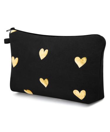 Women Cosmetic Bag Travel Makeup Pouch Waterproof Makeup Bag for Purse Portable Toiletry Bag Accessories Organizer Yellow Heart