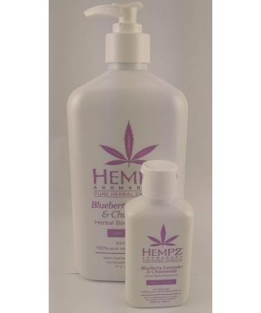 Hempz Aromabody Blueberry Lavender & Chamomile Herbal Body Moisturizer 17 oz and 2.25 oz