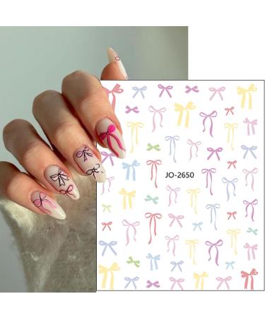 6 Sheets Cute Pink Bow Nail Stickers for Nail Art | 3D Self-Adhesive Decals with Tweezers | Colorful DIY Nail Supplies for Women & Girls - Buy Online on GoSupps.com