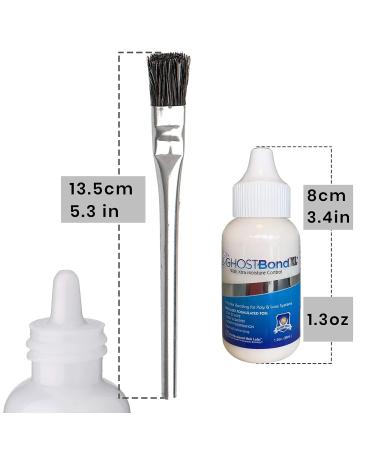 Ghost Bond XL Hair Replacement Adhesive - 1.3oz - Invisible Bonding Glue: Extra Moisture Control for Toupee Hair Piece System with 10PC Metal Tubular Ferrule Handle Acid/Flux Brushes Ghost Bond XL + 10 Flux Brushes - Buy Online on GoSupps.com