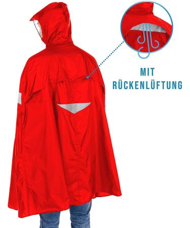 HOCK Premium Bicycle Rain Poncho - 100% Waterproof Ventilated Rain Gear for Men & Women - Super Interniko L Red/Silver - Buy Online on GoSupps.com