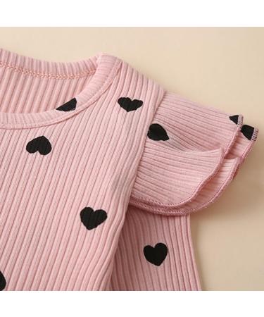 Baby Girls Cow Print Ruffled Outfit Set | Infant Clothing Gift | 3-6 Months Pink Hearts - Buy Online on GoSupps.com