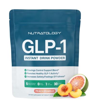 GLP-1 Booster | Control Cravings, Appetite Support & Gut Health | High In Fiber & Sugar-Free Drink Mix | GLP1 Supplements Weight Loss Women & Men | Peach Pomelo Flavor | Made In USA | 30 Servings Peach Pomelo 7.83 Ounce (Pa