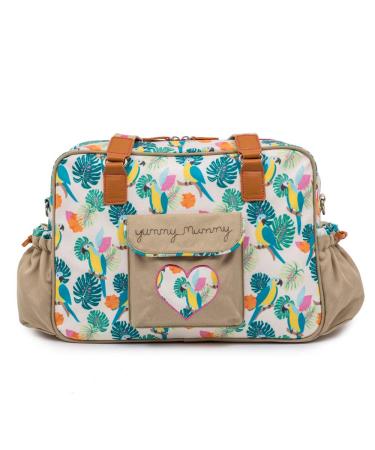 Pink Lining Yummy Mummy Baby Changing Nappy Bag - Parrot Cream