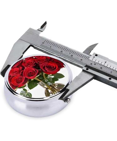 Rose Printed Mini Round Pill Box - 3 Compartment Travel Pill Organizer for Home & Office - Buy Online on GoSupps.com