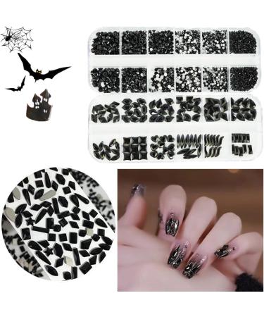Black Nail Gems Rhinestones Set with Big Charms - 2680pcs | DIY Nail Art Supplies for Makeup & Crafts - Buy Online on GoSupps.com