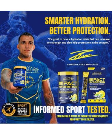 MHP Impact Hydration Electrolyte Creatine Sports Drink Mix No Artificial Sweeteners or Colors Performance Strength Recovery Lemon Lime 30 Servings Lemon Lime 15.6 Ounce (Pack of 1) - Buy Online on GoSupps.com