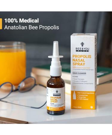 BEE and You Plus Natural Propolis Nasal Spray 1 Fl oz - Drug-Free Sinus and Allergy Relief | Alcohol-Free Medical Grade Propolis Nose Drops - Nasal Moisturizing Spray for Congestion - Pack of 1 - Buy Online on GoSupps.com