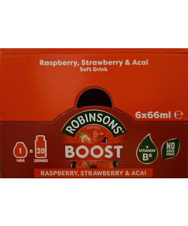 Robinsons Mini Squash No Added Sugar Low Calorie 6x66ml Raspberry strawberry & acai Raspberry strawberry & acai 11 ml (Pack of 6) - Buy Online on GoSupps.com