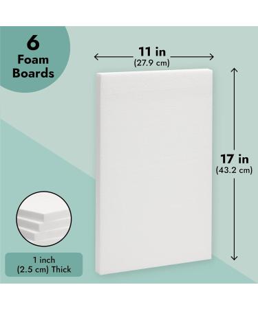 6-Pack 1-Inch Thick Foam Board Sheets 17x11 - Ideal for DIY Projects, Arts & Crafts - Easy to Customize - Polystyrene Rectangles (White) - Buy Online on GoSupps.com
