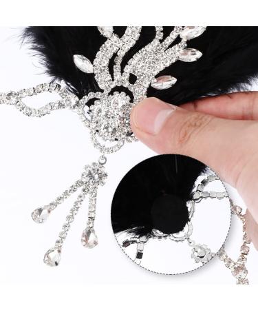Silver FRCOLOR Flapper Headband 1920's Great Gatsby Vintage Feather Rhinestone Headpiece - Buy Online on GoSupps.com