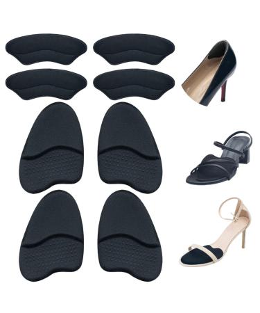 DR. POTTER+ Heel Grips Liner Cushions Inserts and Metatarsal Pads Set  Heel Pads for Shoe Too Big Men Women  Anti-Sliding Pads for Shoes  Shoe Filler  Prevent Heel Slip and Blister 4-Pairs (Black)
