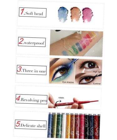 DOITOOL 12 Pcs Eyeliner Waterproof Eye Shadow Pen Eyeshadow Pen Set Lipstick Pen Highlight Miss - Buy Online on GoSupps.com