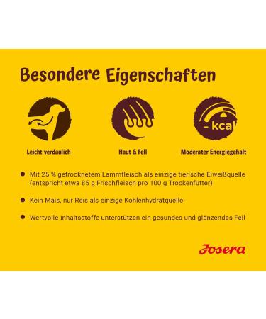 Josera Lamb & Rice Dog Food (5 x 900g) | Super Premium Dry Food with Single Protein Source for Adult Dogs - Buy Online on GoSupps.com