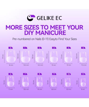 Gelike EC Gel X Nail Tips Set - 528PCS Short Quadrat Soft Gel Nail Tips with Milky White Glue & Top Coat - Ultimate Nail Extension Starter Kit - Buy Online on GoSupps.com