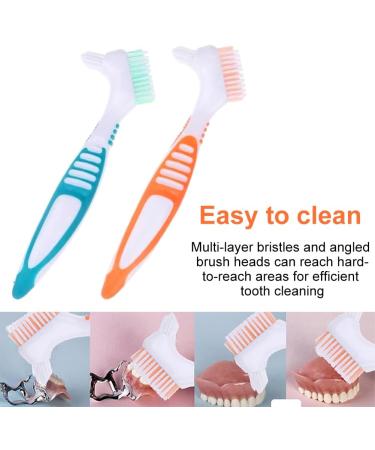 Hard Prosthesis Brush Set - 2 Ergonomic Toothbrushes for Restorative Care | Multi-Layer Bristles - Green & Orange - Buy Online on GoSupps.com