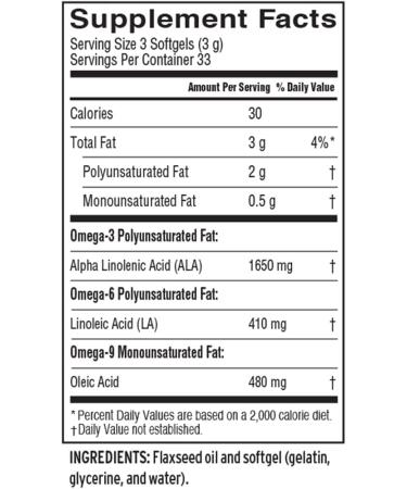 Barlean's Flax Oil Softgels - 650mg ALA Omega-3 for Heart Health - Non-GMO, Gluten-Free - 100 Softgels - Buy Online on GoSupps.com
