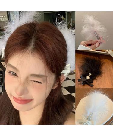 AJTUTUS Bowknot Feather Hair Clip for Girl 1920s Women FlapperCostume Hair Clip Side Hairclip Furry Hair Barrettes Accessories - Buy Online on GoSupps.com