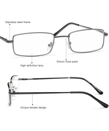 Metal Reading Glasses for Men & Women - Blue Light Blocking (Gun Metal 1.0x) - International Shipping Available - Buy Online on GoSupps.com