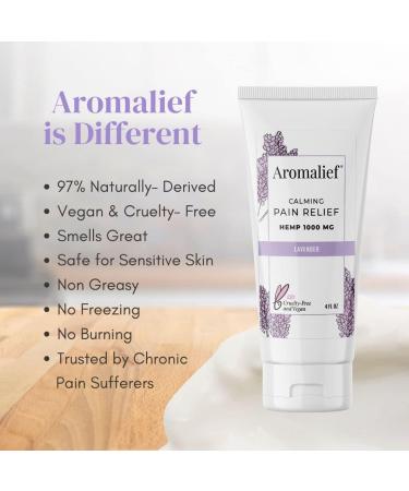 Aromalief Hemp Cream with Lavender Aromatherapy - 1000MG | Relieve Muscle & Joint Pain | Made in USA | Vegan & Cruelty-Free - Buy Online on GoSupps.com