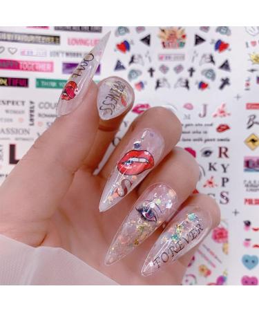 12 Design/Sheet Nail Art Decorations Manicure Butterfly-shape Rose Flower Newspaper Nail Stickers Valentine Retro Movie(BN1993-2004) - Buy Online on GoSupps.com
